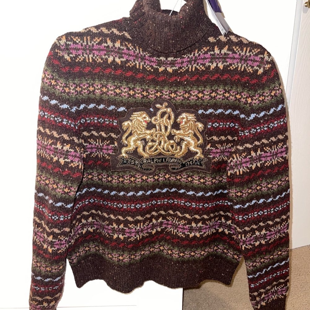 NWT Ralph Lauren Fair Isle Sweater Purple Label